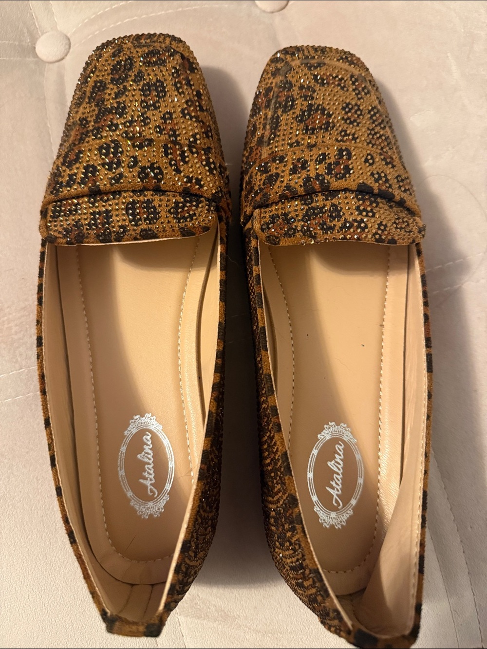 New Atalina Leopard Print shimmery Women's Loafers in Brown size 9